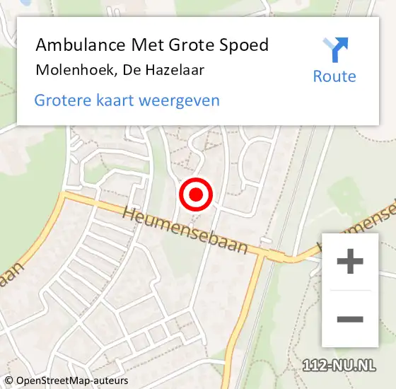 Locatie op kaart van de 112 melding: Ambulance Met Grote Spoed Naar Molenhoek, De Hazelaar op 29 april 2022 14:01