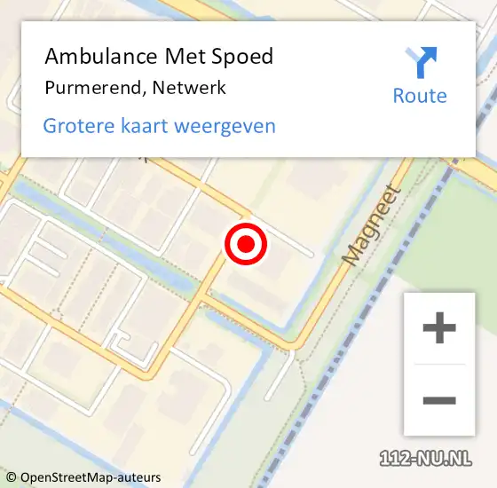 Locatie op kaart van de 112 melding: Ambulance Met Spoed Naar Purmerend, Netwerk op 29 april 2022 14:02