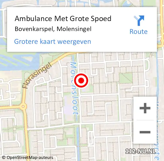 Locatie op kaart van de 112 melding: Ambulance Met Grote Spoed Naar Bovenkarspel, Molensingel op 29 april 2022 14:08