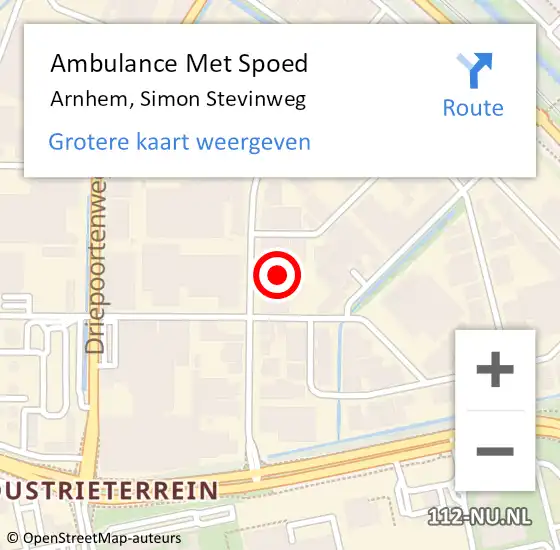 Locatie op kaart van de 112 melding: Ambulance Met Spoed Naar Arnhem, Simon Stevinweg op 29 april 2022 14:13