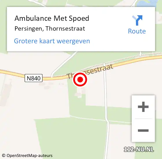 Locatie op kaart van de 112 melding: Ambulance Met Spoed Naar Persingen, Thornsestraat op 29 april 2022 14:20
