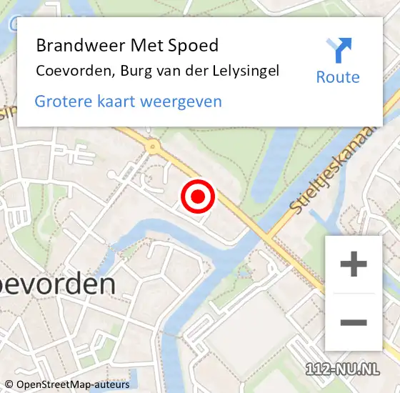 Locatie op kaart van de 112 melding: Brandweer Met Spoed Naar Coevorden, Burg van der Lelysingel op 29 april 2022 14:37