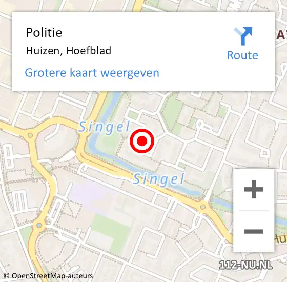 Locatie op kaart van de 112 melding: Politie Huizen, Hoefblad op 29 april 2022 14:38