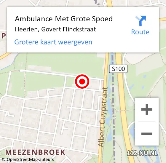 Locatie op kaart van de 112 melding: Ambulance Met Grote Spoed Naar Heerlen, Govert Flinckstraat op 29 april 2022 14:54