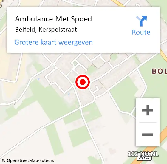 Locatie op kaart van de 112 melding: Ambulance Met Spoed Naar Belfeld, Kerspelstraat op 15 juli 2014 23:03