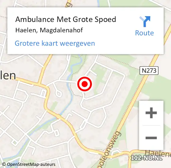 Locatie op kaart van de 112 melding: Ambulance Met Grote Spoed Naar Haelen, Magdalenahof op 29 april 2022 15:35