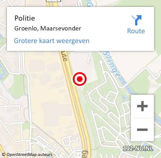 Locatie op kaart van de 112 melding: Politie Groenlo, Maarsevonder op 29 april 2022 15:47