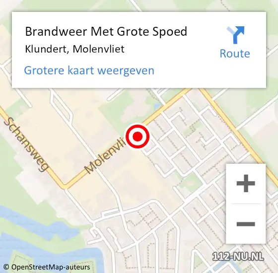 Locatie op kaart van de 112 melding: Brandweer Met Grote Spoed Naar Klundert, Molenvliet op 29 april 2022 15:50