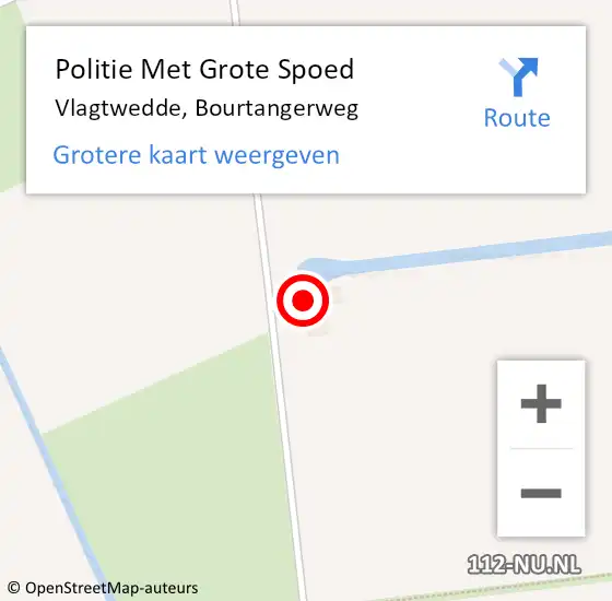 Locatie op kaart van de 112 melding: Politie Met Grote Spoed Naar Vlagtwedde, Bourtangerweg op 29 april 2022 15:56