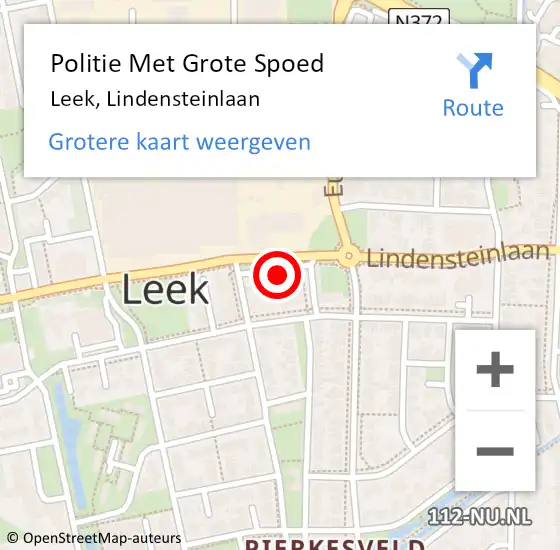 Locatie op kaart van de 112 melding: Politie Met Grote Spoed Naar Leek, Lindensteinlaan op 29 april 2022 16:08