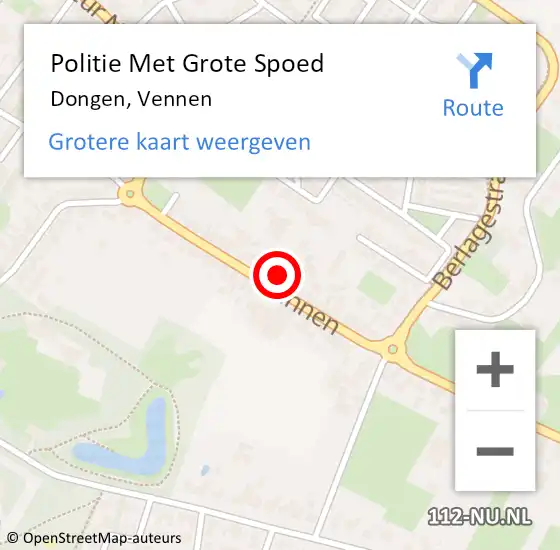 Locatie op kaart van de 112 melding: Politie Met Grote Spoed Naar Dongen, Vennen op 29 april 2022 16:25