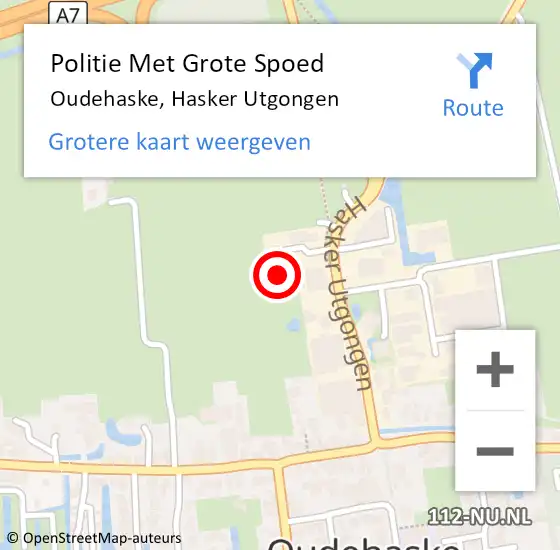 Locatie op kaart van de 112 melding: Politie Met Grote Spoed Naar Oudehaske, Hasker Utgongen op 29 april 2022 16:32