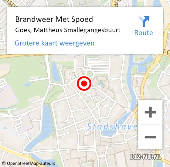 Locatie op kaart van de 112 melding: Brandweer Met Spoed Naar Goes, Mattheus Smallegangesbuurt op 29 april 2022 16:37