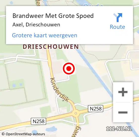 Locatie op kaart van de 112 melding: Brandweer Met Grote Spoed Naar Axel, Drieschouwen op 29 april 2022 17:10