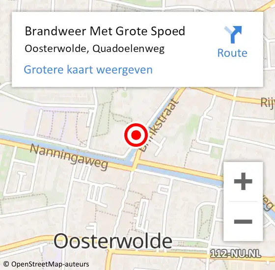 Locatie op kaart van de 112 melding: Brandweer Met Grote Spoed Naar Oosterwolde, Quadoelenweg op 29 april 2022 17:26