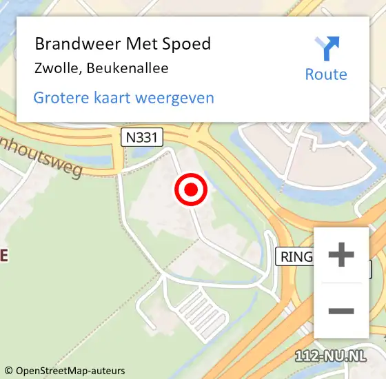 Locatie op kaart van de 112 melding: Brandweer Met Spoed Naar Zwolle, Beukenallee op 29 april 2022 17:35