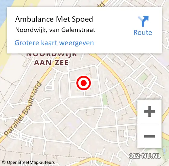 Locatie op kaart van de 112 melding: Ambulance Met Spoed Naar Noordwijk, van Galenstraat op 29 april 2022 17:36