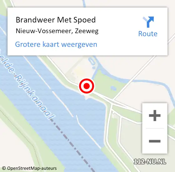 Locatie op kaart van de 112 melding: Brandweer Met Spoed Naar Nieuw-Vossemeer, Zeeweg op 29 april 2022 17:39