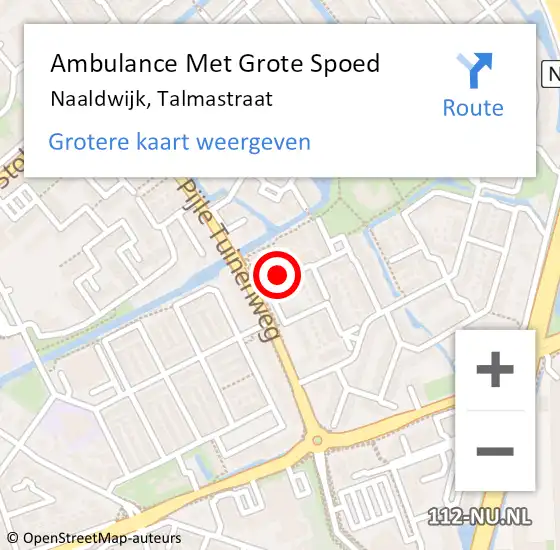 Locatie op kaart van de 112 melding: Ambulance Met Grote Spoed Naar Naaldwijk, Talmastraat op 29 april 2022 17:42