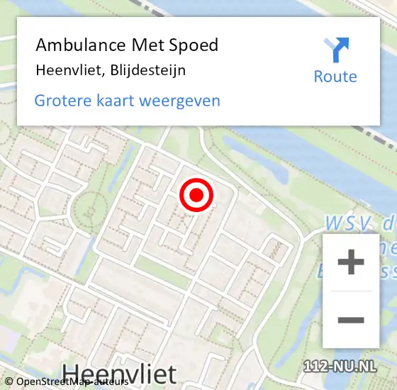 Locatie op kaart van de 112 melding: Ambulance Met Spoed Naar Heenvliet, Blijdesteijn op 29 april 2022 17:58