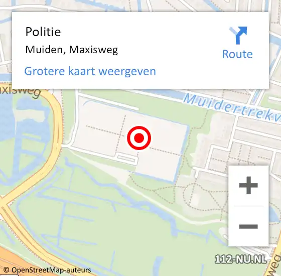 Locatie op kaart van de 112 melding: Politie Muiden, Maxisweg op 29 april 2022 18:02