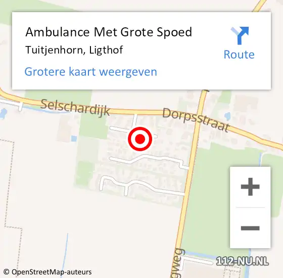 Locatie op kaart van de 112 melding: Ambulance Met Grote Spoed Naar Tuitjenhorn, Ligthof op 29 april 2022 18:06