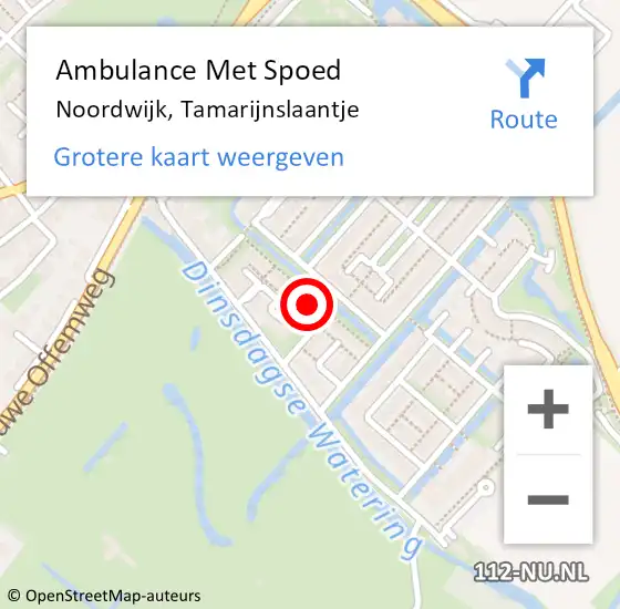 Locatie op kaart van de 112 melding: Ambulance Met Spoed Naar Noordwijk, Tamarijnslaantje op 29 april 2022 18:24