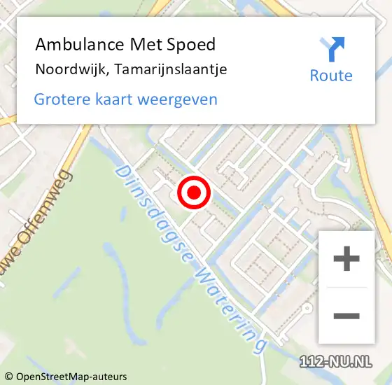 Locatie op kaart van de 112 melding: Ambulance Met Spoed Naar Noordwijk, Tamarijnslaantje op 29 april 2022 18:25