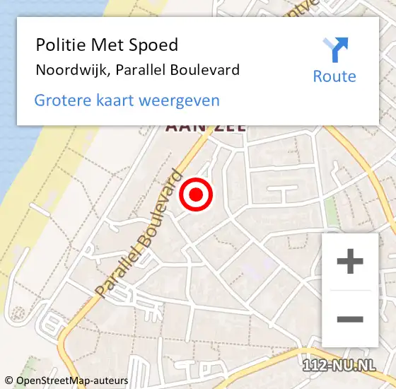 Locatie op kaart van de 112 melding: Politie Met Spoed Naar Noordwijk, Parallel Boulevard op 29 april 2022 18:41