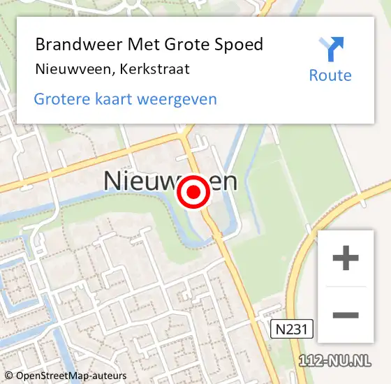 Locatie op kaart van de 112 melding: Brandweer Met Grote Spoed Naar Nieuwveen, Kerkstraat op 29 april 2022 18:49