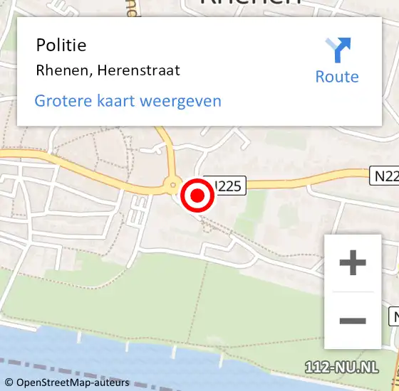 Locatie op kaart van de 112 melding: Politie Rhenen, Herenstraat op 29 april 2022 19:09