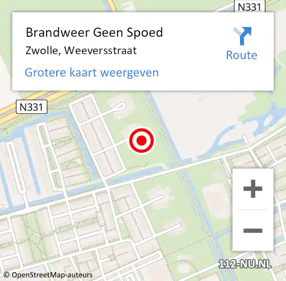 Locatie op kaart van de 112 melding: Brandweer Geen Spoed Naar Zwolle, Weeversstraat op 29 april 2022 19:20