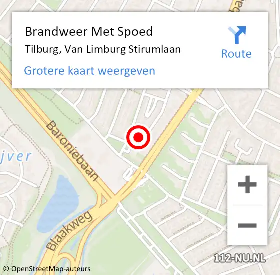 Locatie op kaart van de 112 melding: Brandweer Met Spoed Naar Tilburg, Van Limburg Stirumlaan op 29 april 2022 19:59