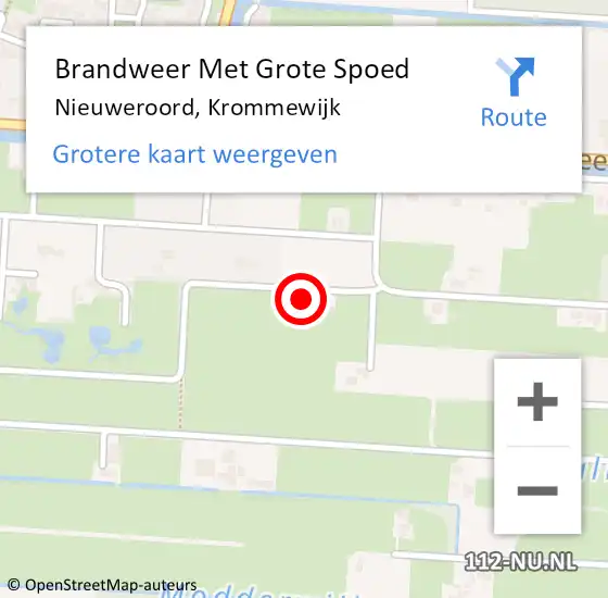 Locatie op kaart van de 112 melding: Brandweer Met Grote Spoed Naar Nieuweroord, Krommewijk op 15 juli 2014 23:38