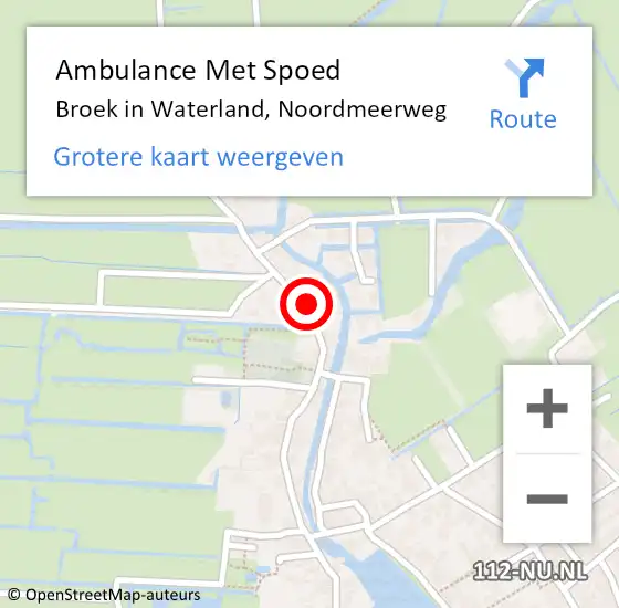 Locatie op kaart van de 112 melding: Ambulance Met Spoed Naar Broek in Waterland, Noordmeerweg op 29 april 2022 20:28