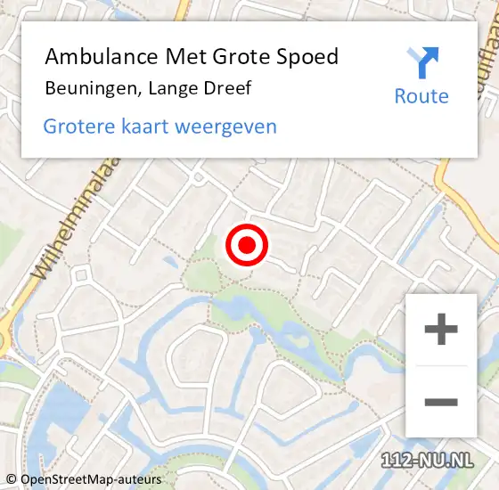 Locatie op kaart van de 112 melding: Ambulance Met Grote Spoed Naar Beuningen, Lange Dreef op 29 april 2022 20:29