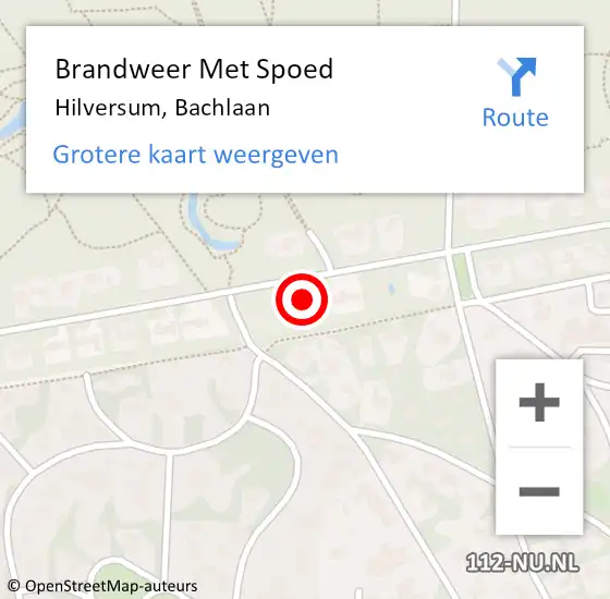 Locatie op kaart van de 112 melding: Brandweer Met Spoed Naar Hilversum, Bachlaan op 29 april 2022 20:41