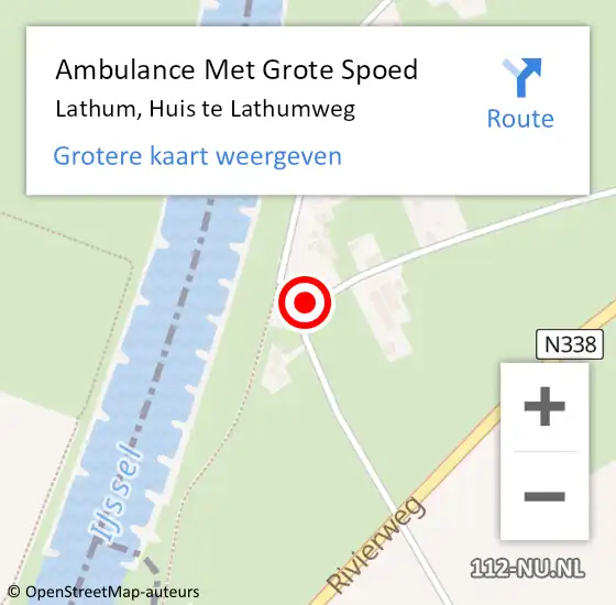 Locatie op kaart van de 112 melding: Ambulance Met Grote Spoed Naar Lathum, Huis te Lathumweg op 29 april 2022 20:45