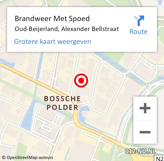 Locatie op kaart van de 112 melding: Brandweer Met Spoed Naar Oud-Beijerland, Alexander Bellstraat op 29 april 2022 21:08