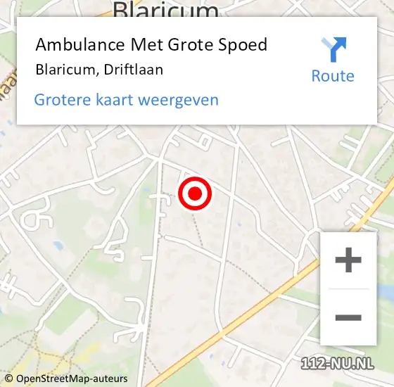 Locatie op kaart van de 112 melding: Ambulance Met Grote Spoed Naar Blaricum, Driftlaan op 15 juli 2014 23:48