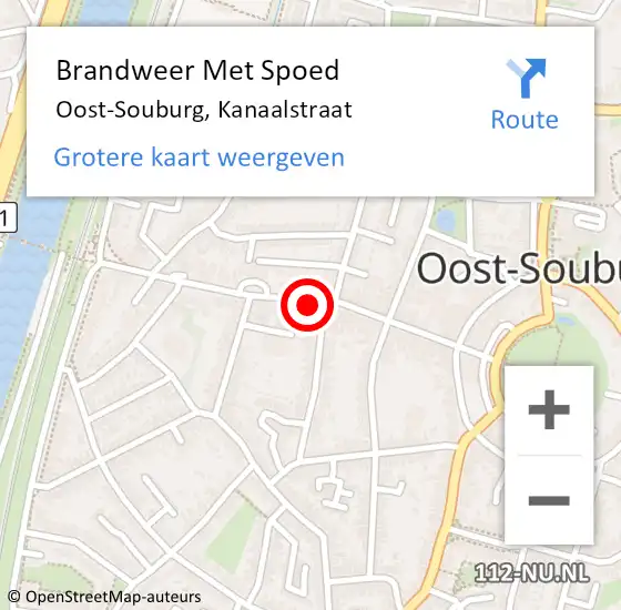 Locatie op kaart van de 112 melding: Brandweer Met Spoed Naar Oost-Souburg, Kanaalstraat op 29 april 2022 21:39