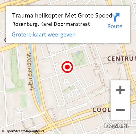 Locatie op kaart van de 112 melding: Trauma helikopter Met Grote Spoed Naar Rozenburg, Karel Doormanstraat op 29 april 2022 22:19