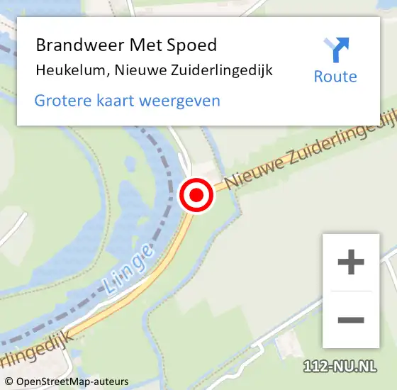 Locatie op kaart van de 112 melding: Brandweer Met Spoed Naar Heukelum, Nieuwe Zuiderlingedijk op 29 april 2022 22:32