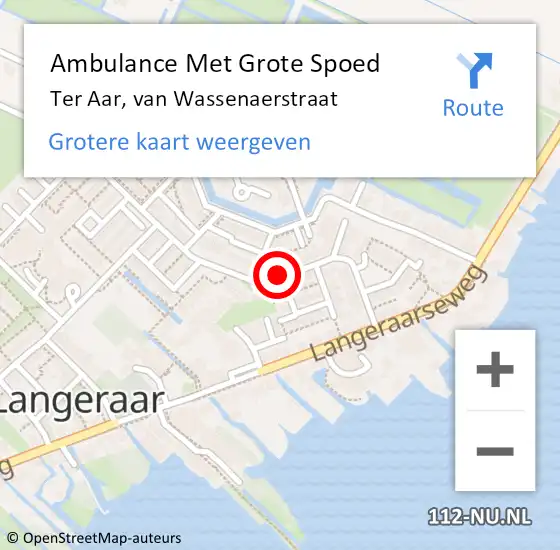 Locatie op kaart van de 112 melding: Ambulance Met Grote Spoed Naar Ter Aar, van Wassenaerstraat op 29 april 2022 23:27