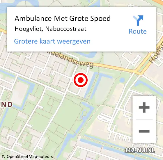 Locatie op kaart van de 112 melding: Ambulance Met Grote Spoed Naar Hoogvliet, Nabuccostraat op 29 april 2022 23:56