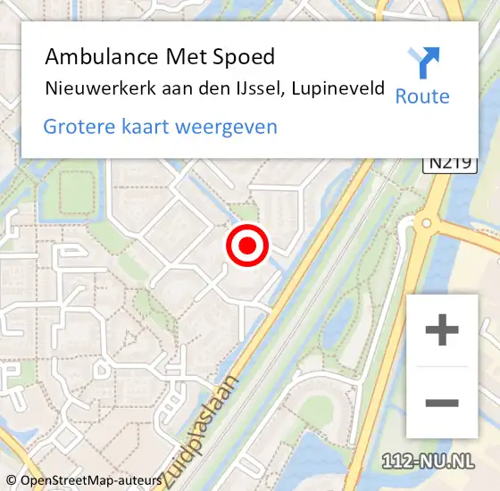 Locatie op kaart van de 112 melding: Ambulance Met Spoed Naar Nieuwerkerk aan den IJssel, Lupineveld op 30 april 2022 00:31