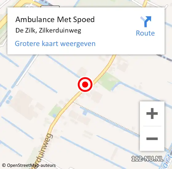 Locatie op kaart van de 112 melding: Ambulance Met Spoed Naar De Zilk, Zilkerduinweg op 8 oktober 2013 12:53