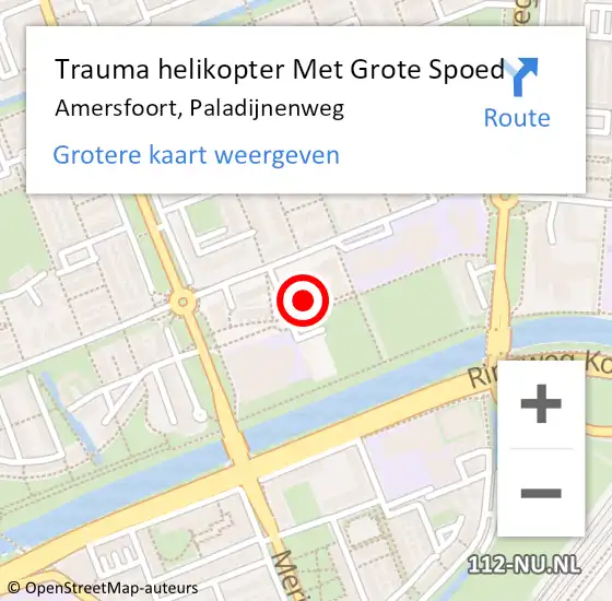 Locatie op kaart van de 112 melding: Trauma helikopter Met Grote Spoed Naar Amersfoort, Paladijnenweg op 30 april 2022 01:23