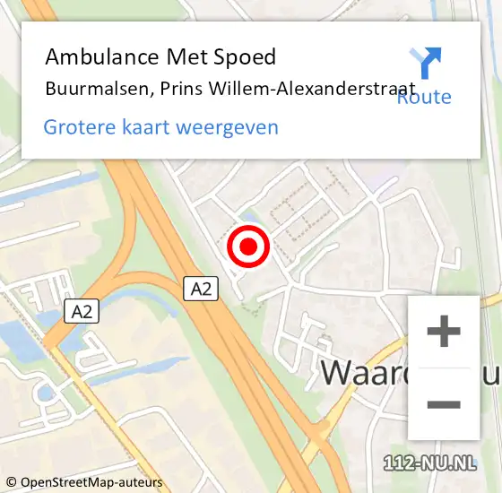 Locatie op kaart van de 112 melding: Ambulance Met Spoed Naar Buurmalsen, Prins Willem-Alexanderstraat op 30 april 2022 01:48