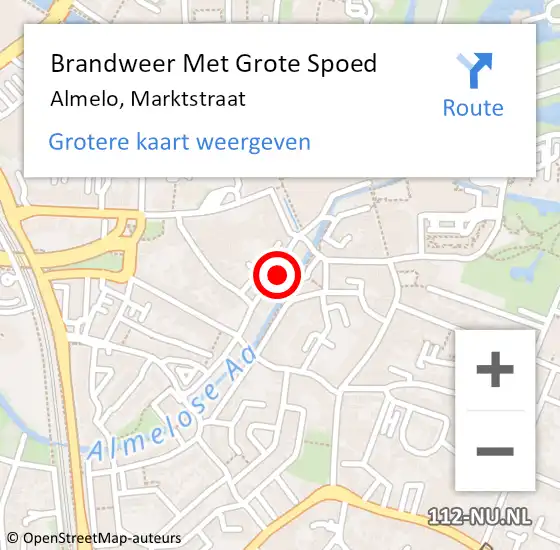 Locatie op kaart van de 112 melding: Brandweer Met Grote Spoed Naar Almelo, Marktstraat op 30 april 2022 03:14